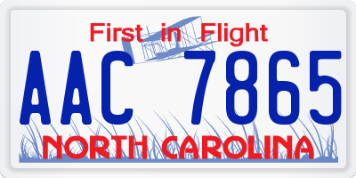 NC license plate AAC7865