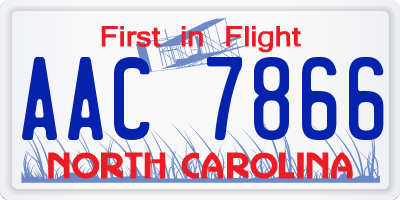 NC license plate AAC7866
