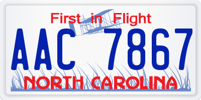 NC license plate AAC7867