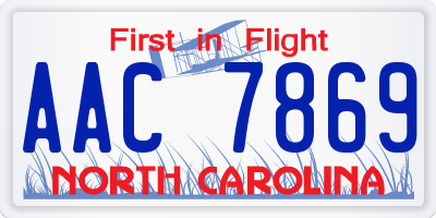 NC license plate AAC7869