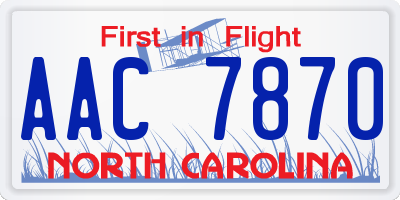 NC license plate AAC7870