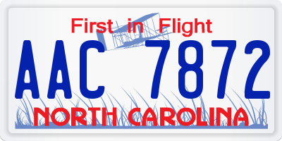 NC license plate AAC7872