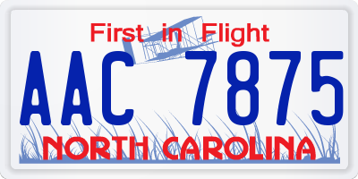 NC license plate AAC7875