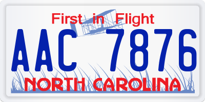 NC license plate AAC7876