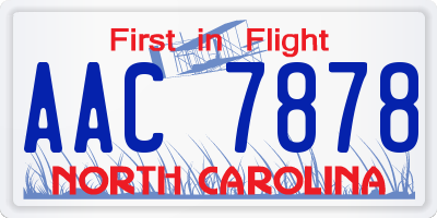 NC license plate AAC7878