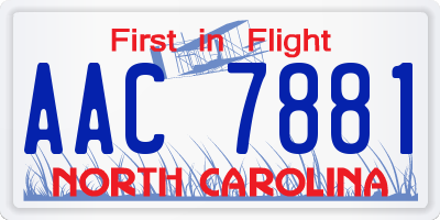 NC license plate AAC7881