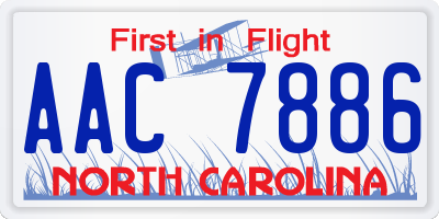 NC license plate AAC7886