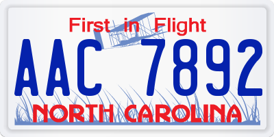 NC license plate AAC7892