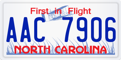 NC license plate AAC7906