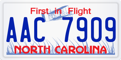 NC license plate AAC7909