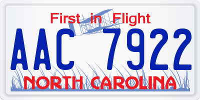 NC license plate AAC7922