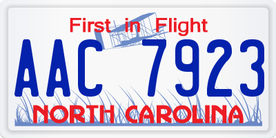 NC license plate AAC7923