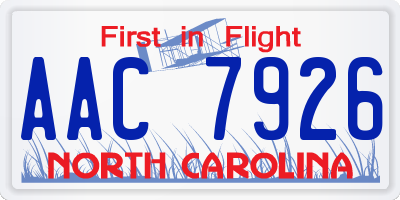 NC license plate AAC7926