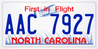 NC license plate AAC7927