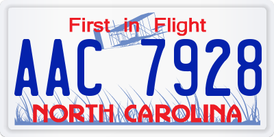 NC license plate AAC7928