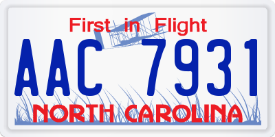 NC license plate AAC7931