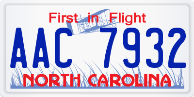 NC license plate AAC7932