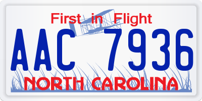 NC license plate AAC7936