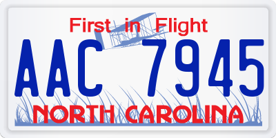 NC license plate AAC7945