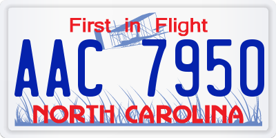 NC license plate AAC7950