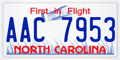 NC license plate AAC7953