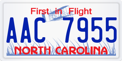 NC license plate AAC7955