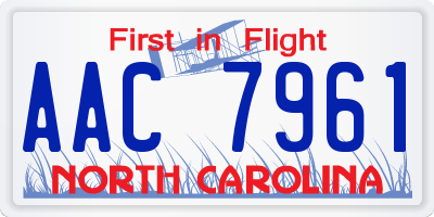 NC license plate AAC7961