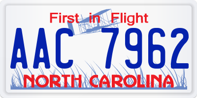 NC license plate AAC7962