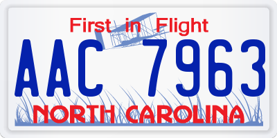 NC license plate AAC7963