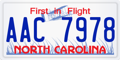 NC license plate AAC7978