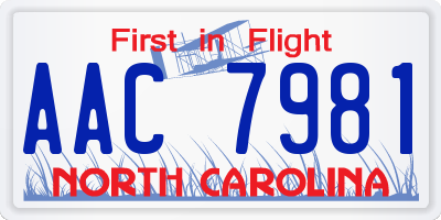 NC license plate AAC7981