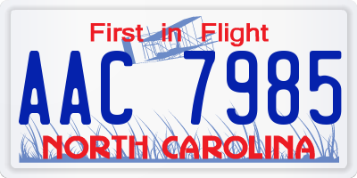 NC license plate AAC7985