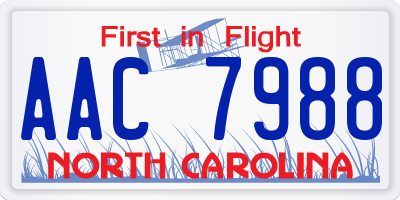 NC license plate AAC7988