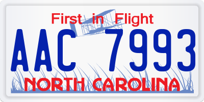 NC license plate AAC7993