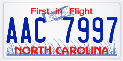 NC license plate AAC7997