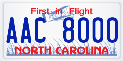 NC license plate AAC8000