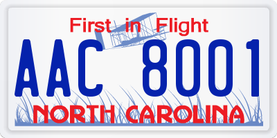 NC license plate AAC8001