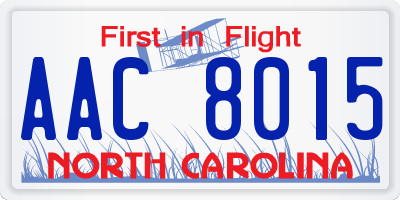NC license plate AAC8015