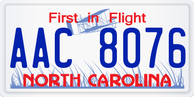 NC license plate AAC8076