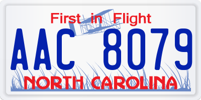NC license plate AAC8079