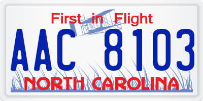 NC license plate AAC8103