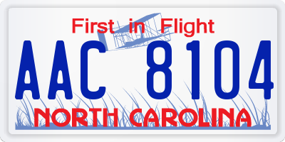 NC license plate AAC8104