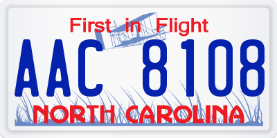 NC license plate AAC8108