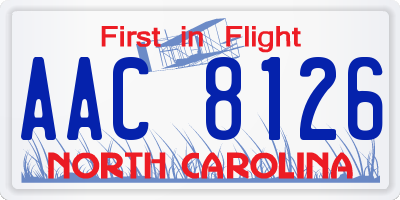 NC license plate AAC8126