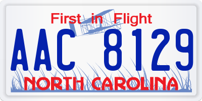 NC license plate AAC8129