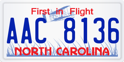NC license plate AAC8136