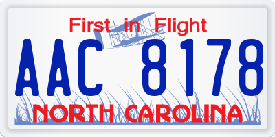 NC license plate AAC8178