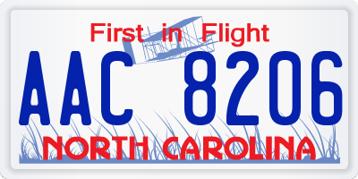 NC license plate AAC8206
