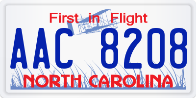 NC license plate AAC8208