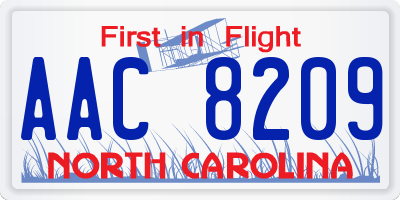 NC license plate AAC8209